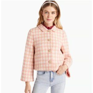 Hill House Bea Jacket In Pink Tweed Wool Blend SIZE MEDIUM